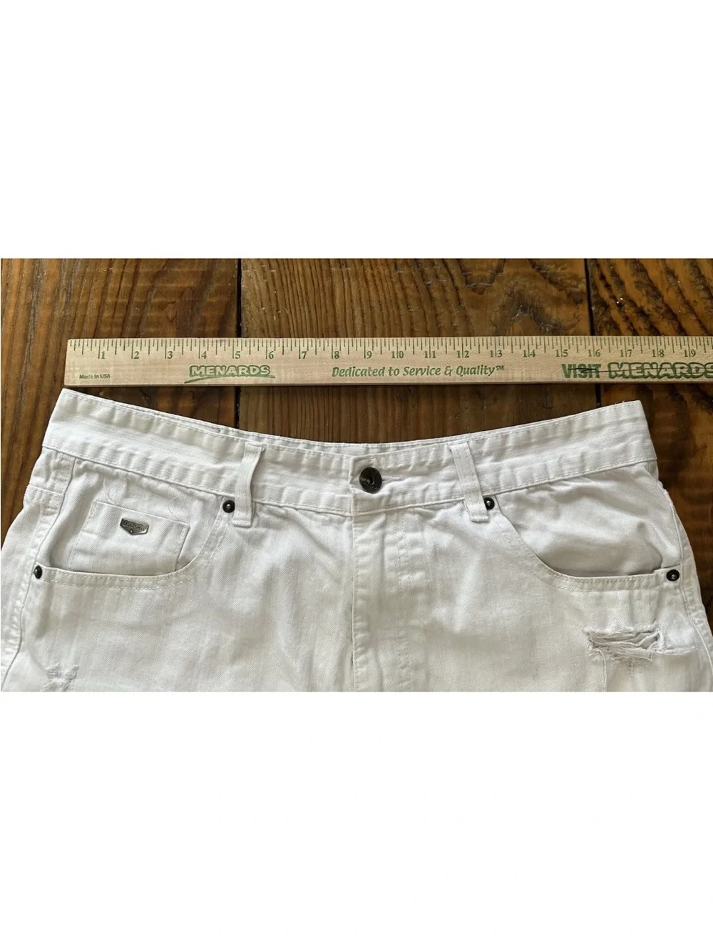 SouthPole Men’s 34 Ivory Distressed  Urban Streetwear Shorts Y2K